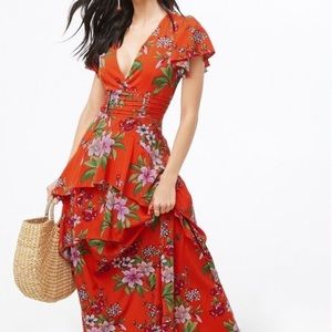 Lulumari Floral Flamenco midi dress
